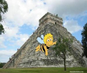 yapboz Maya Arı Maya bir tapınak önünde